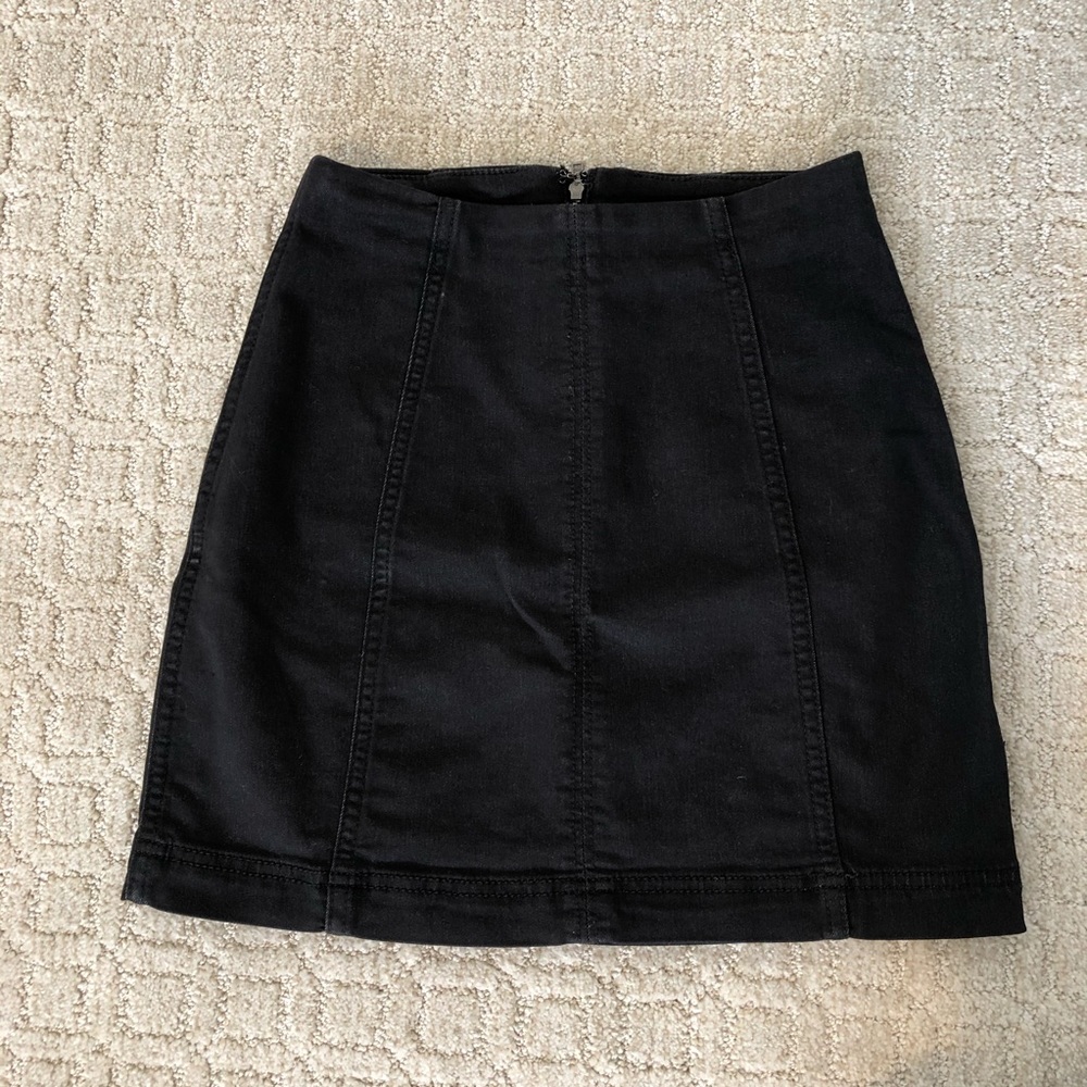 Free People Black Denim (stretchy) Skirt